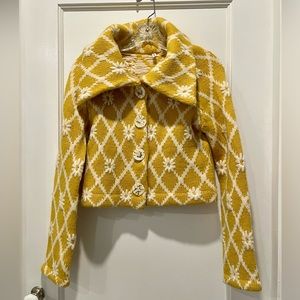 Moth Yellow and White Patterned Cardigan